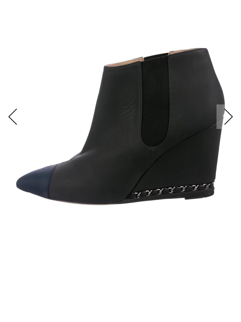 CC Chanel black  & blue  Leather Wedge Booties size 41 IT